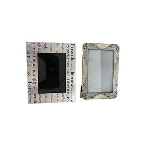Decorative Picture Frame Lot Ornate Silver-Tone Enamel + Friends Quote Frame